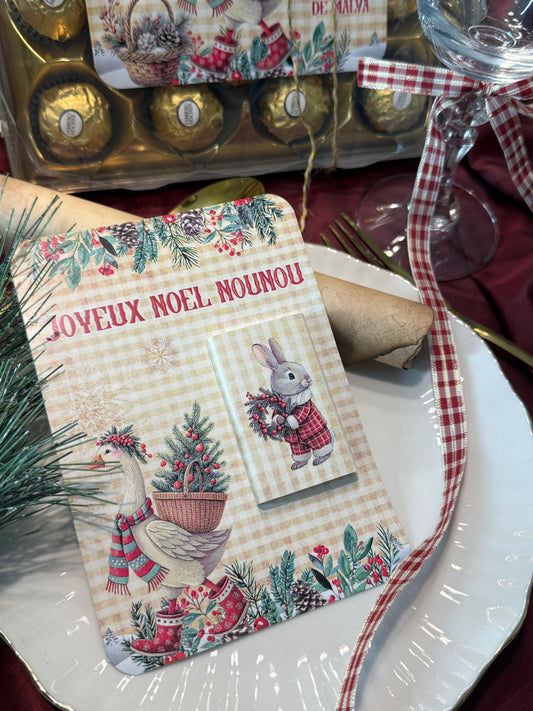 Carte avec chocolat Un noël à la ferme