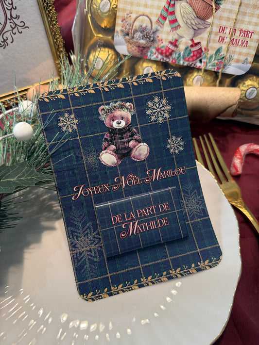 Carte avec chocolat Tartan